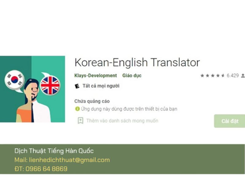 ứng dụng dịch tiếng hàn